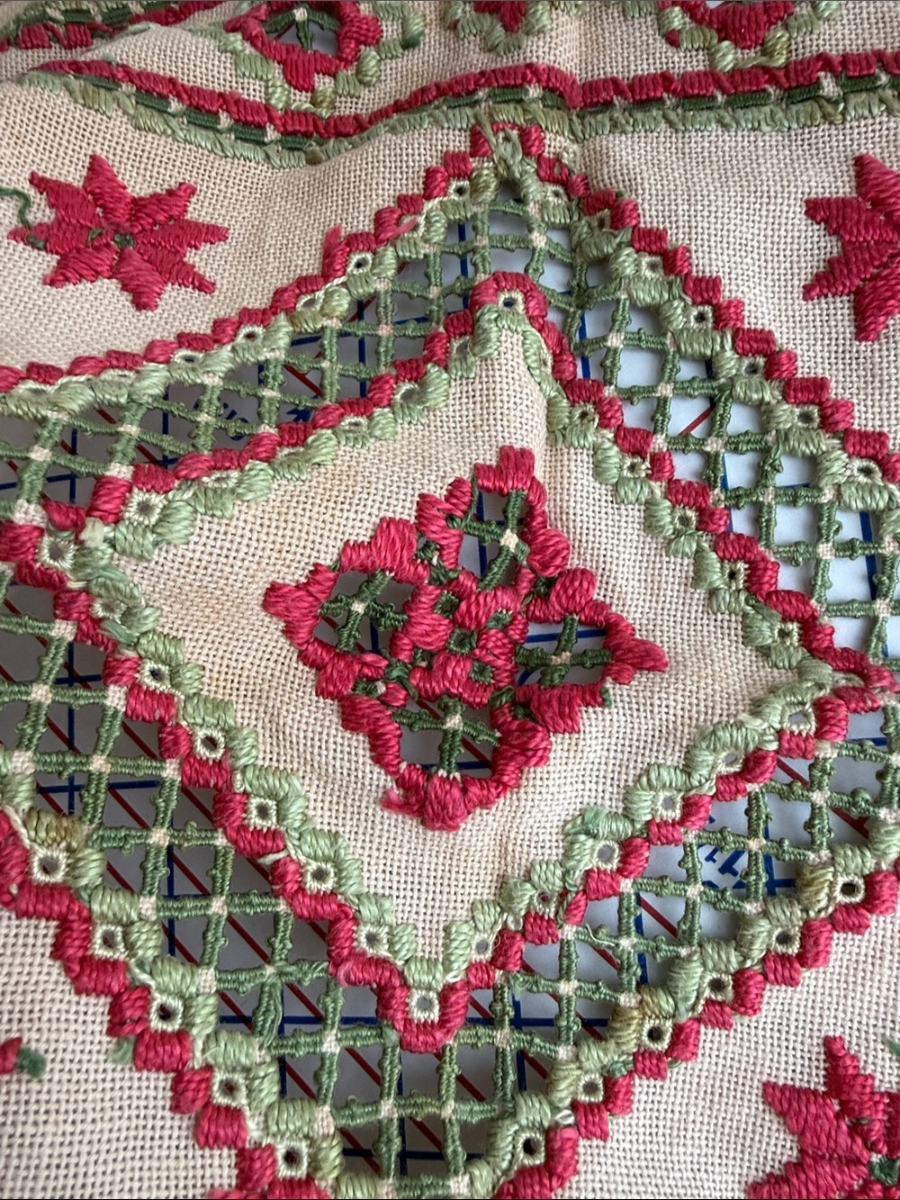 Vintage Hand Embroidered Drawn Thread Hardanger Style Table Topper 18” Square - Picture 11 of 15